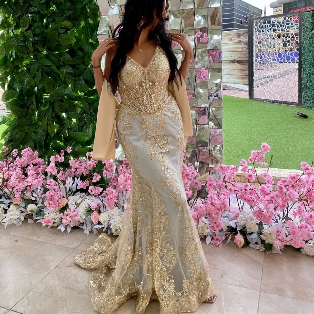 Ivory and Gold Occasion Dress